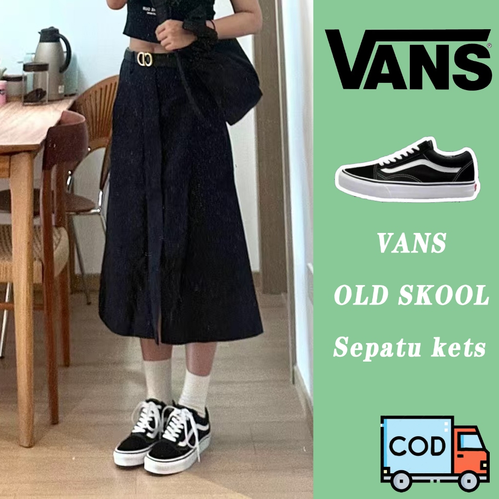 Vans Old Skool Black White Classic 100% ORIGINAL sepatu pria wanita Global Market,Sneakers