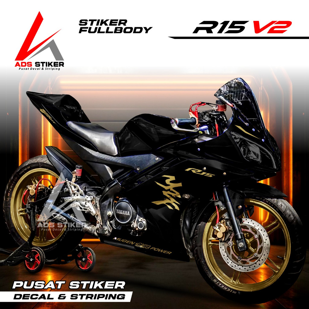 ANTI LUNTUR Decal Variasi R15 V2 Full Body // Stiker R15 Motip polos Hitam