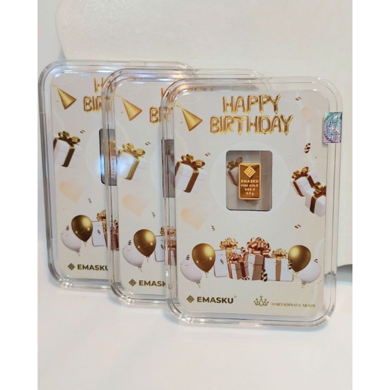 Logam Mulia Mini Emasku Hartadinata 0.5 Gram Gift Kado Happy Birthday
