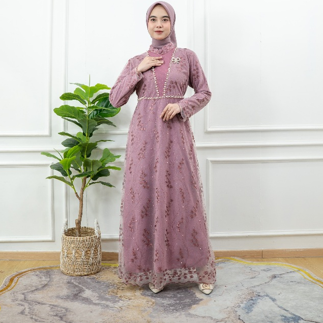 PRILLY BUSANA - Merlin Dress Tile - Gamis Malay - Kurung Malaysia - Maxydress Mutiara - Seragaman