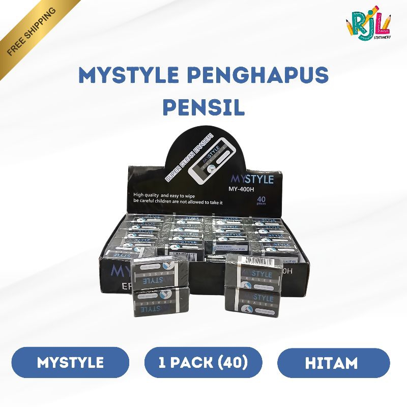 

Penghapus Pensil Merk MyStyle | Warna Hitam | 1 Pack (40 Pcs)