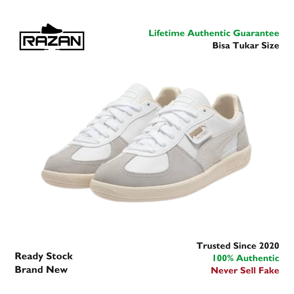 Puma Palermo Leather White Cool Light Grey 100% Authentic Original