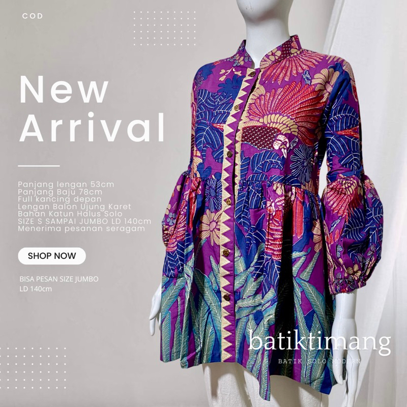 Timang Atasan Batik Kekinian Wanita Modern Size Xs Sampai Ld 140cm Bigsize Super jumbo Busui Lengan 