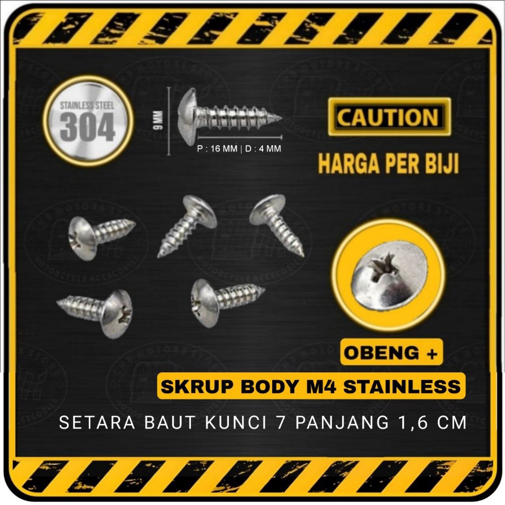 Sekrup Skrup STAINLESS M4 x 16 | M4x16 || Baut Body Cacing Honda BEAT VARIO dsb