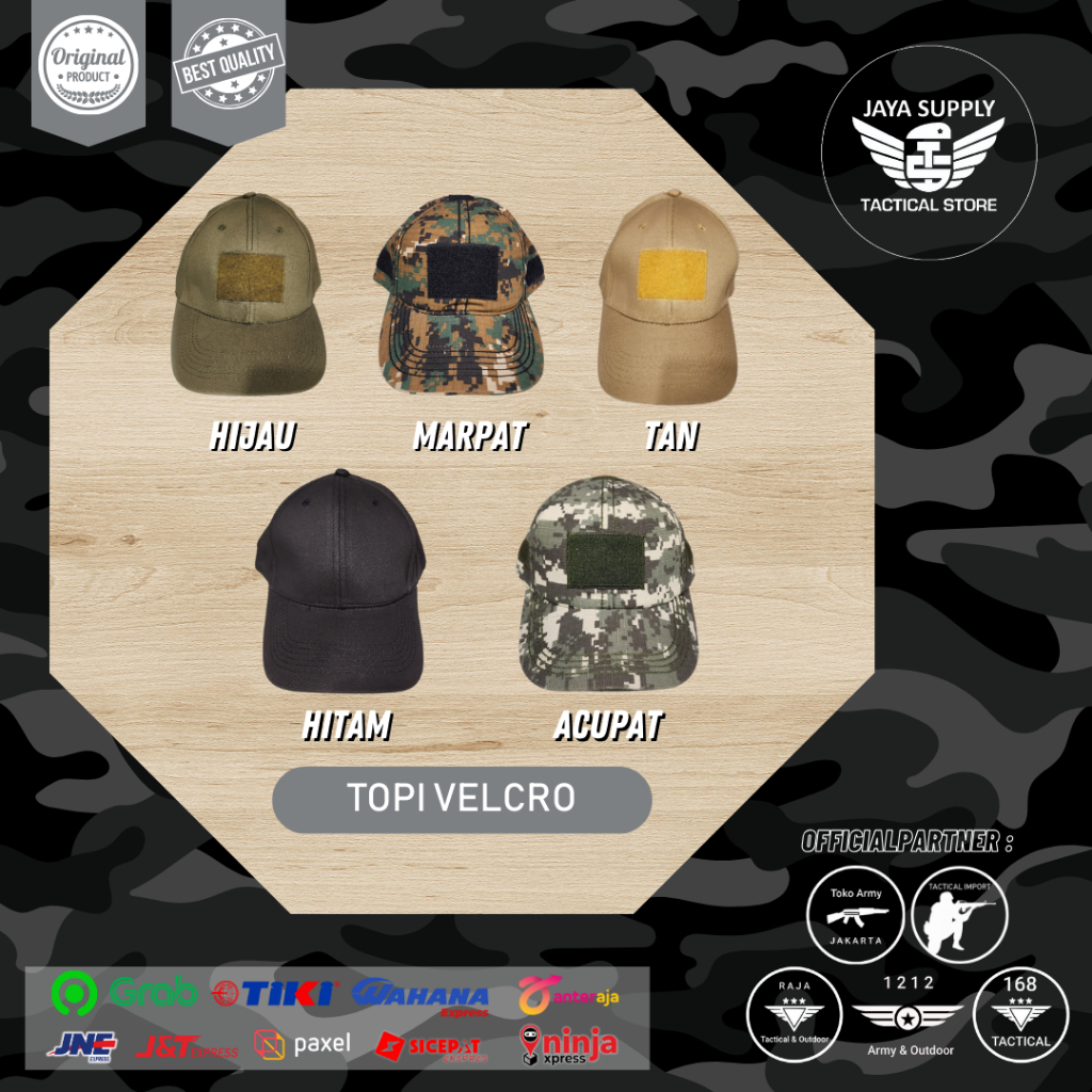 Topi Velcro Tactical Combat Hat Army Militer Outdoor Rimba PDL