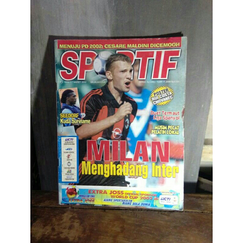 majalah sportif edisi 1-7 maret 2002, lengkap bonus poster rui costa & chovanec