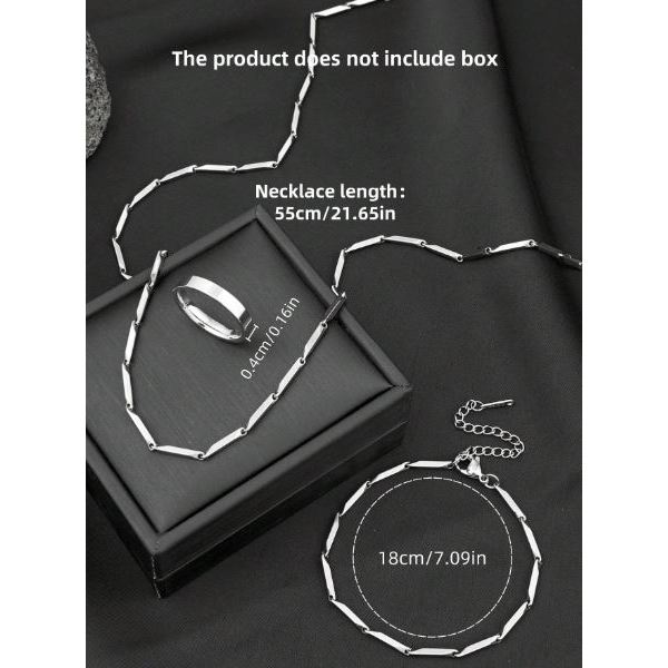 Beli 2 Gratis 1 Kalung Titanium Asli Pria Motif Rantai Biji Padi Bonus CIncin Stainless Steell