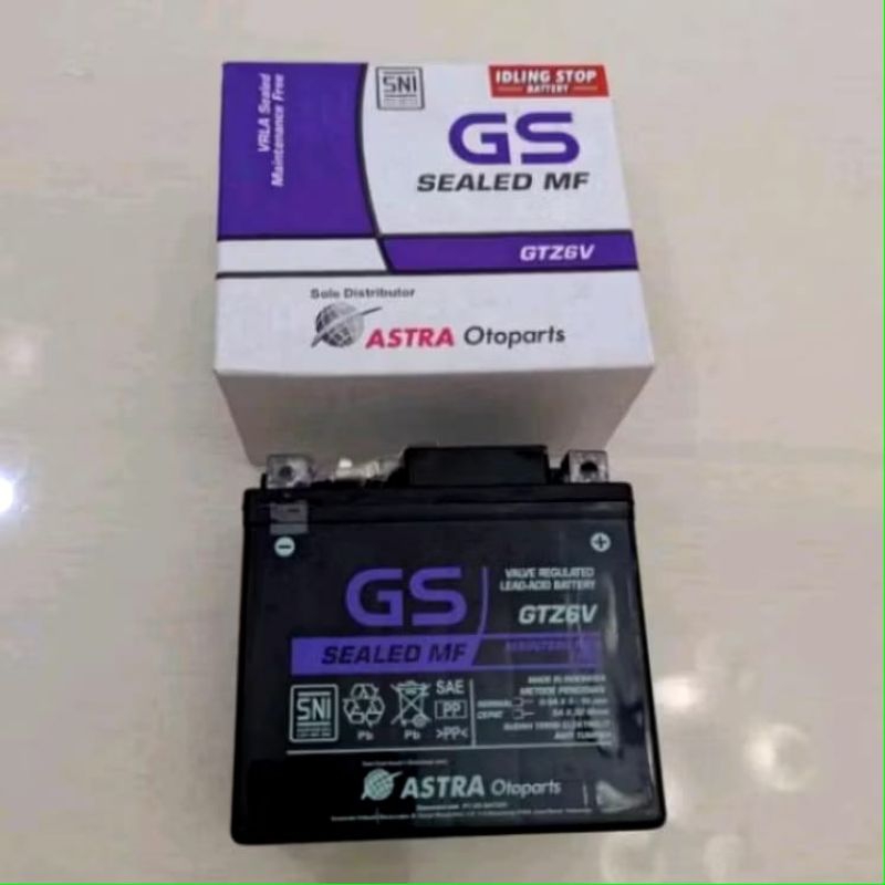 AKI GS GTZ6 AKI KERING AKI GS ASTRA MOTOR PCX. NMAX SONIC VARIO ACCU KERING ACCU GS ASTRA AKI MOTOR