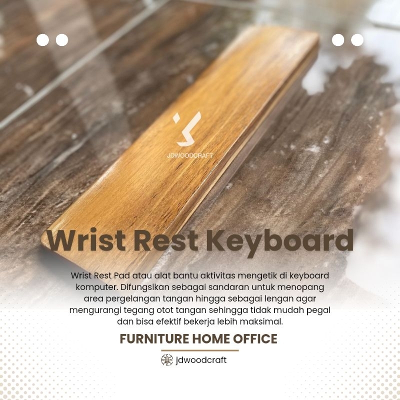 Wrist Rest Keyboard/Sandaran Tangan Keyboard Ketik Komputer/Arm Rest/Palm Rest. Bahan Kayu Jati