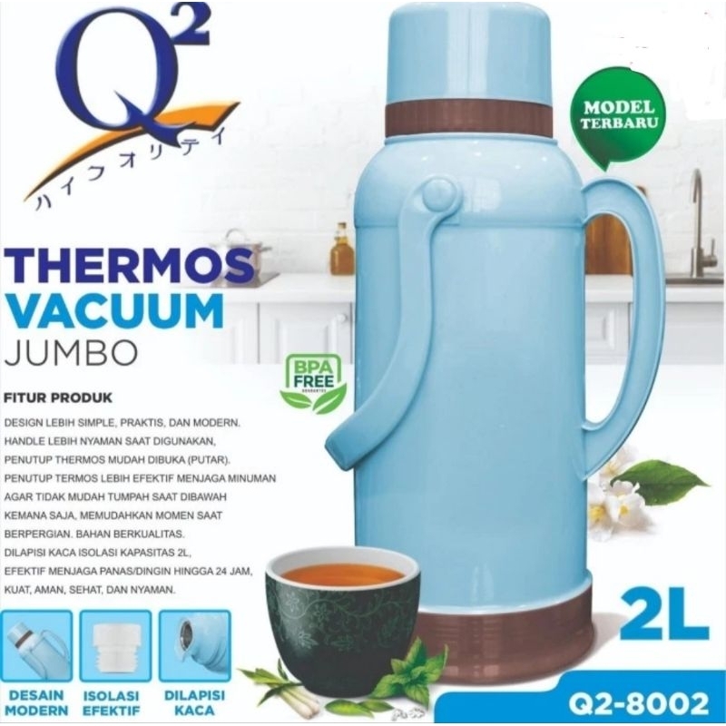Termos Air Panas 2 Liter Thermos Air Panas Kaca Vacum Flash Q2