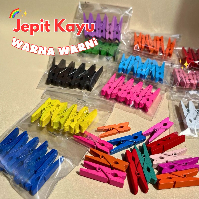 

[Isi 5pcs - Pilih Warna] WOODEN CLIP PENJEPIT KAYU WARNA