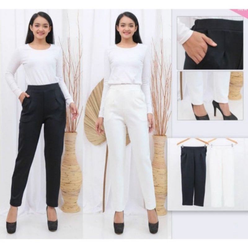 Celana Scuba Wanita Jumbo Terbaru | Basic Pants Wanita Scuba Jumbo Premium