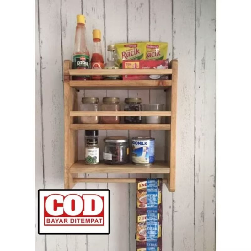 Rak dapur / Rak bumbu dapur dinding / Rak kayu dinding