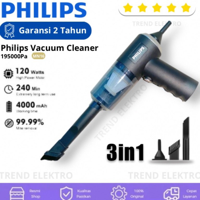 Diskon Istimewa TREND PHILIPS Promo Vacum Cleaner Mini Portable 3 in 1 PHILIPS Warna Hitam Multifung