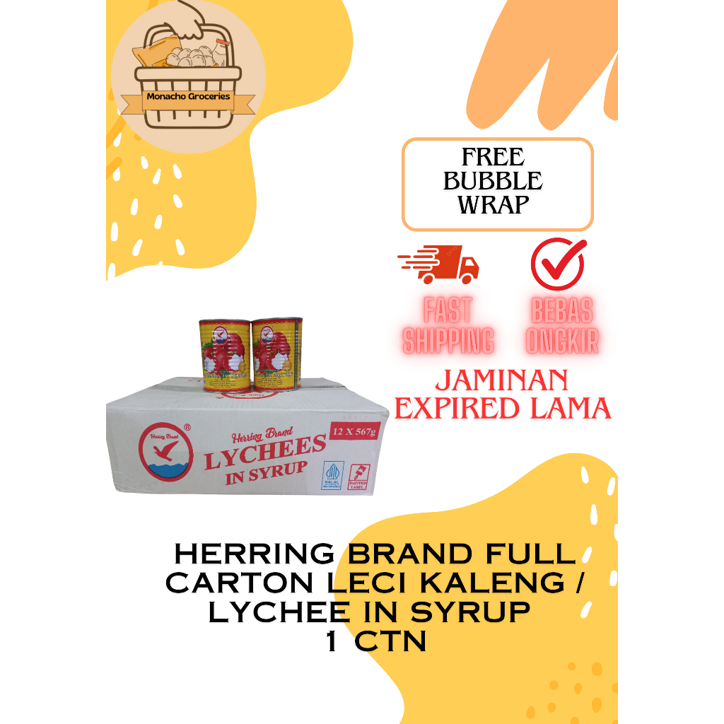 

Herring Brand Full Carton Leci kaleng /Lychee In Syrup - 1 Ctn