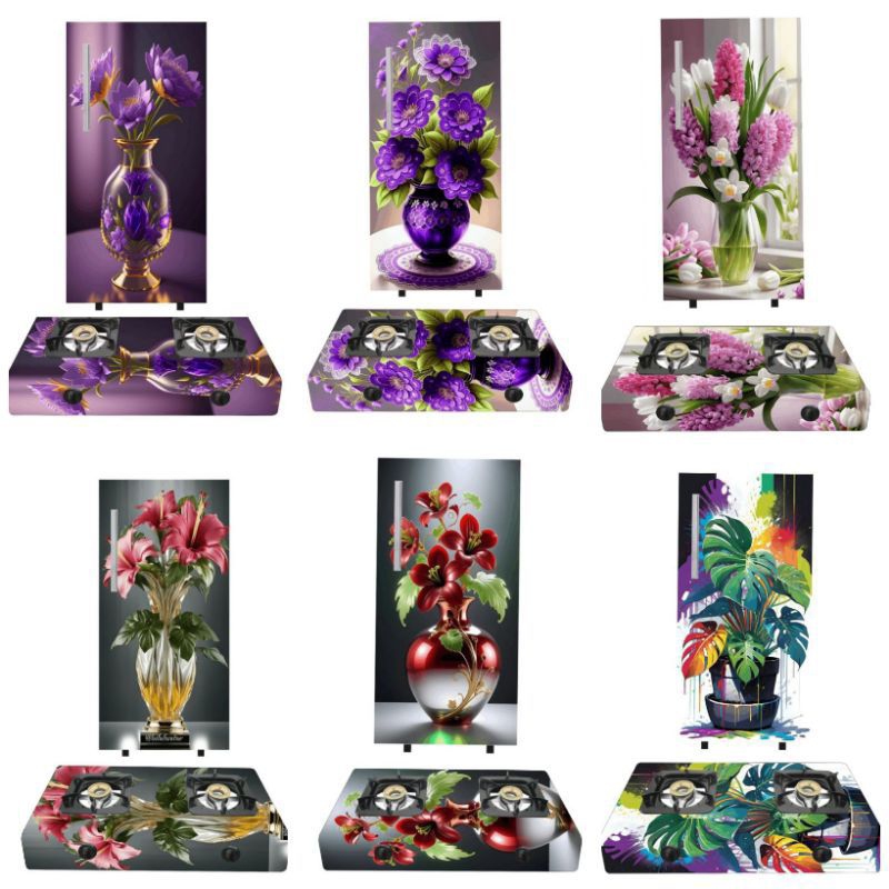 WALLPAPER STIKER KULKAS 1 PINTU DAN KOMPOR 2 TUNGKU