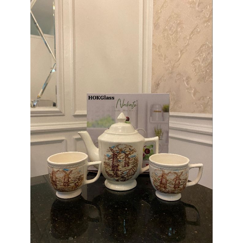 Polkadotts 4Pcs Tea Set Nakato (Teko,Tutup Dan 2 Cangkir) Cangkir Teh Dan Teko Cantik Set