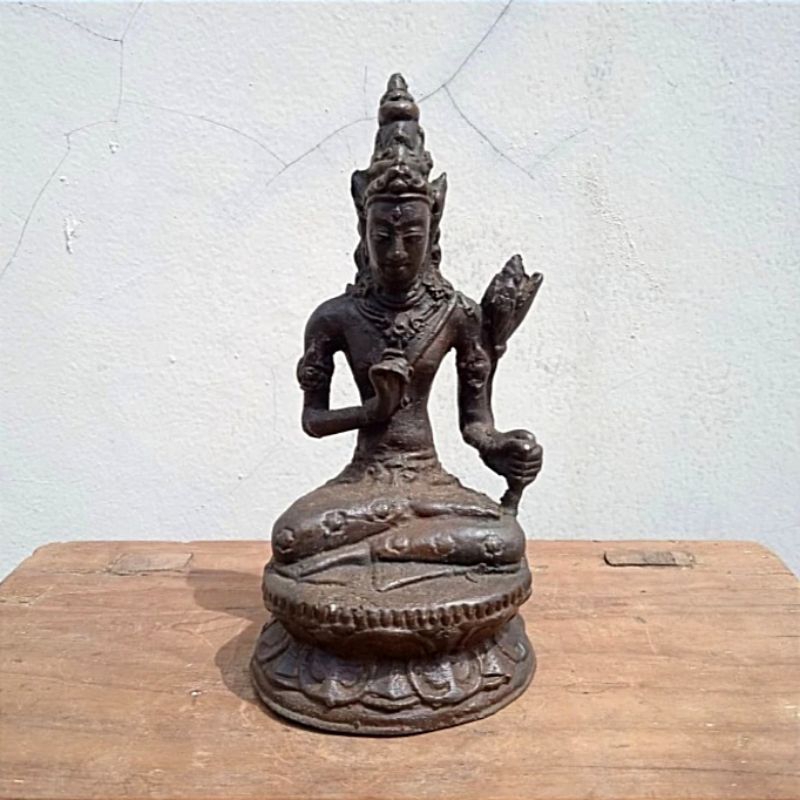 Antik Patung Perunggu Dewa Kuno Tua Utuh