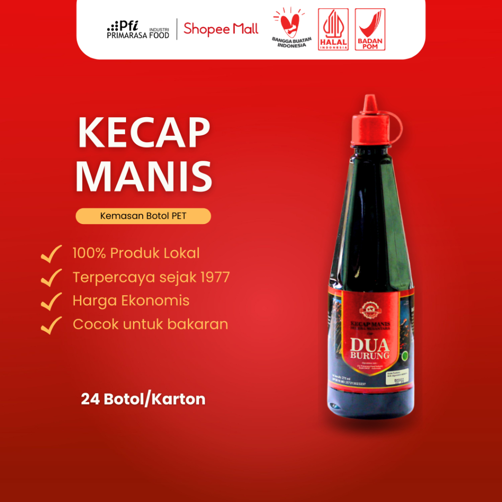 

Kecap Manis Dua Burung 275ml (Kemasan Botol Plastik)