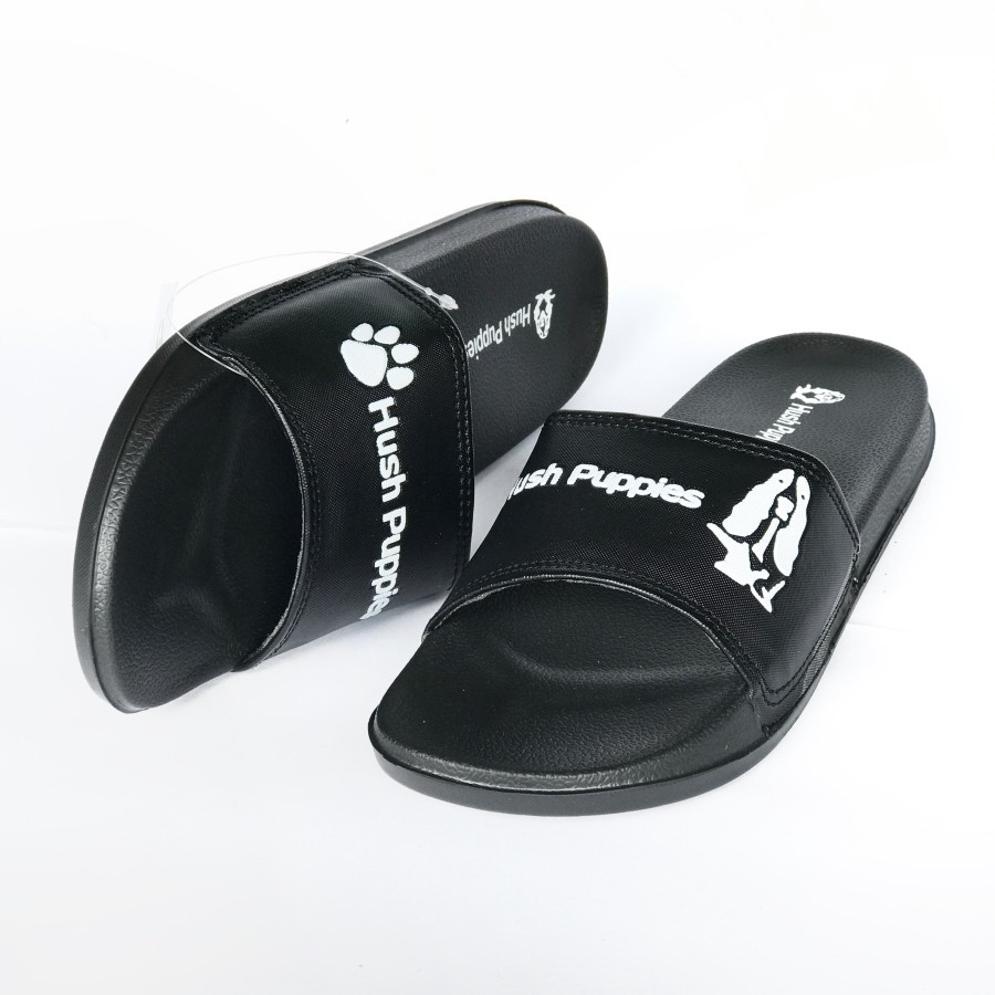Sandal Wanita Hush Puppies Selop Varsity Black White Like Original