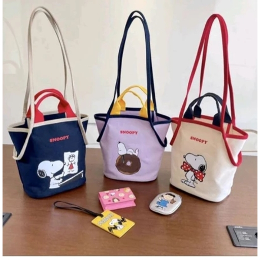 Tas Snoopy / Tas Snoopy 2 in 1 / Tas Snoopy Lucu / Tas Slempang Snoopy / Totebag Snoopy Import