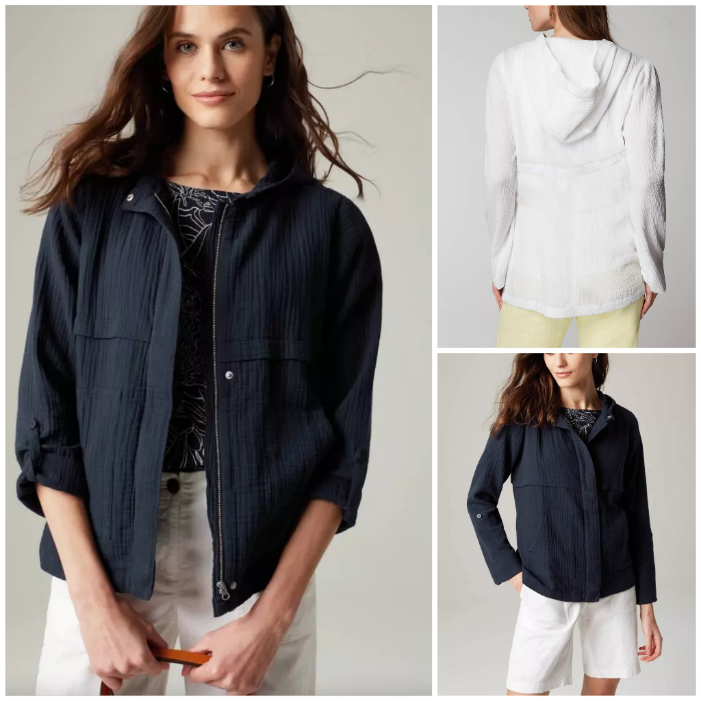 Jacket J.Jill Hooded Cotton Gauze Jackets