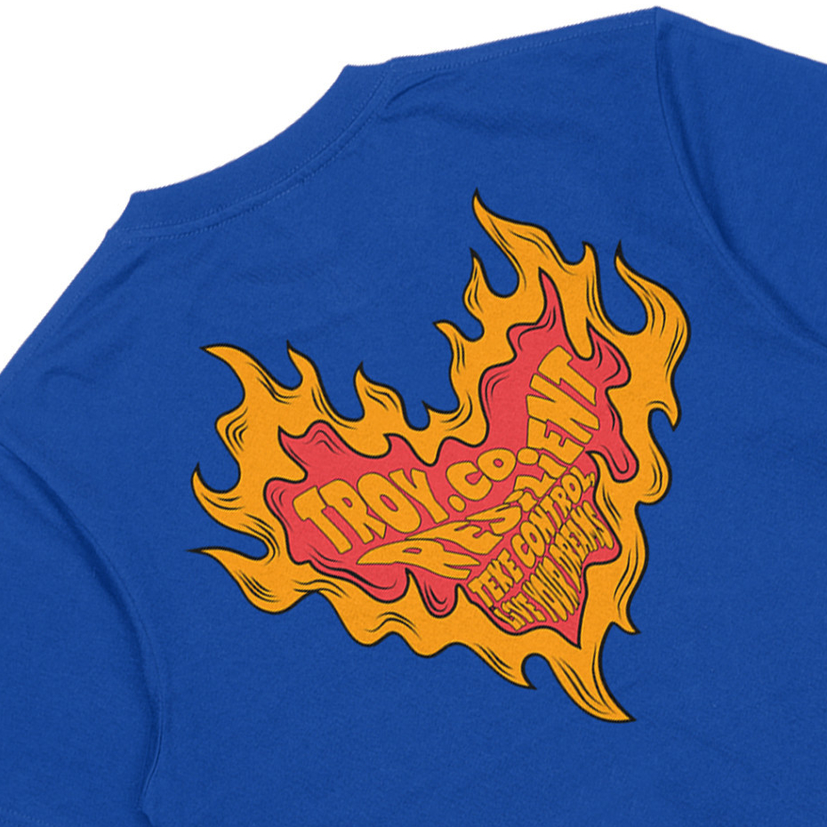 Troy Company Tshirt Royal Blue Fireheart - Kaos Lengan Pendek Kaos Biru Benhur MTD 2413
