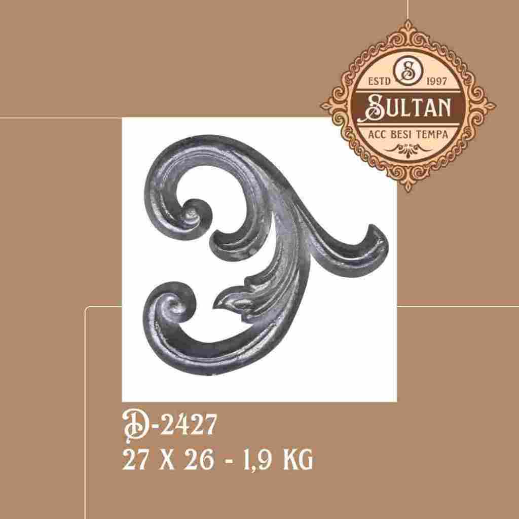 Sultan Besi Tempa / D-2427 / Ornamen Daun Besi Tempa / Ornamen Pagar Besi Klasik / Aksesoris Besi Te