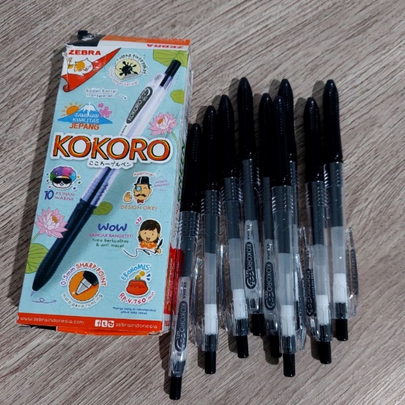 

KOKORO Gel Pen/ Pulpen Gel Zebra 0.5mm (1pcs) - Hitam
