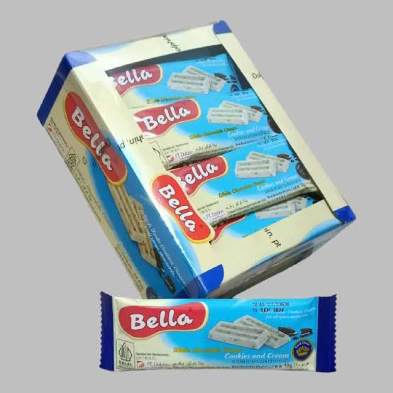 

bella cokelat cookies and cream isi 10 - bella cokelat crispy - bella cokelat cookies cream