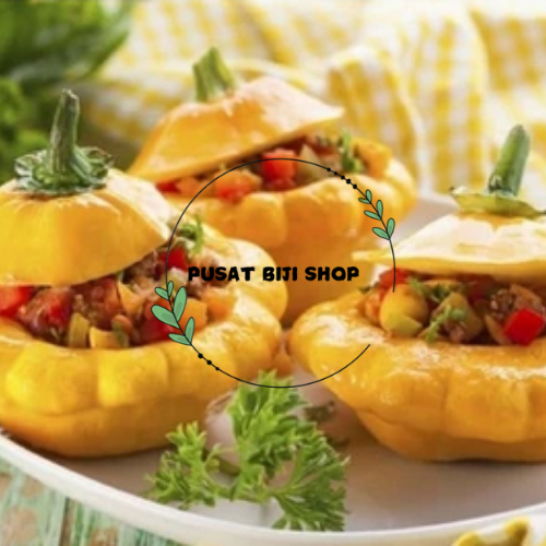 

Biji Sayur Pare Pipih Hiasan Makanan Seeds Bush Scallop Yellow Pumpkin Kuning Isi 10