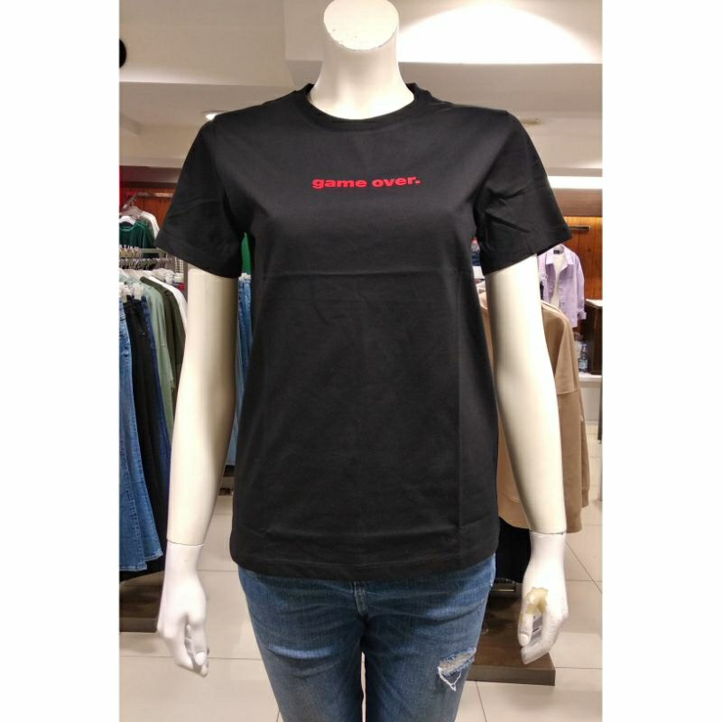 LOGO JEANS Kaos Wanita Warna Hitam Original