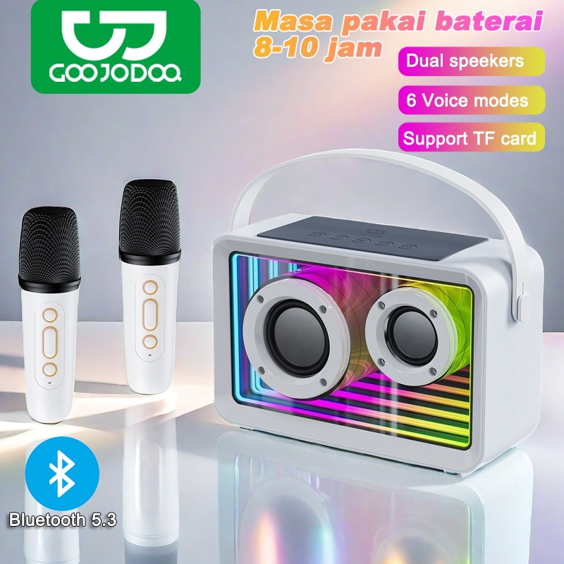 Goojodoq New AB4082 speaker bluetooth 2Mic set karaoke speaker Layered mirror LED light ktv Wireless