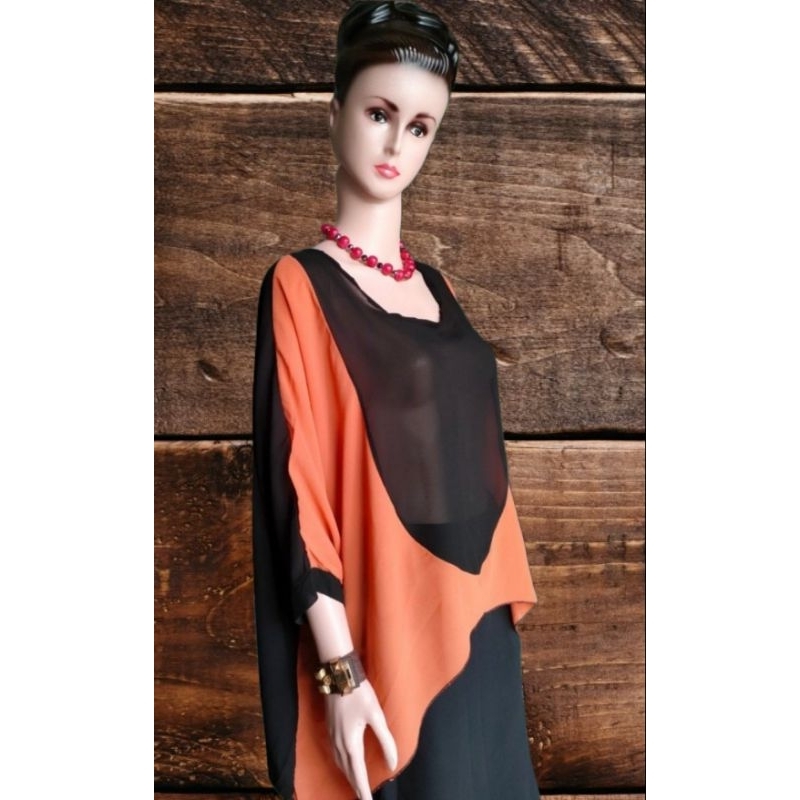 Blouse Orange Hitam 86