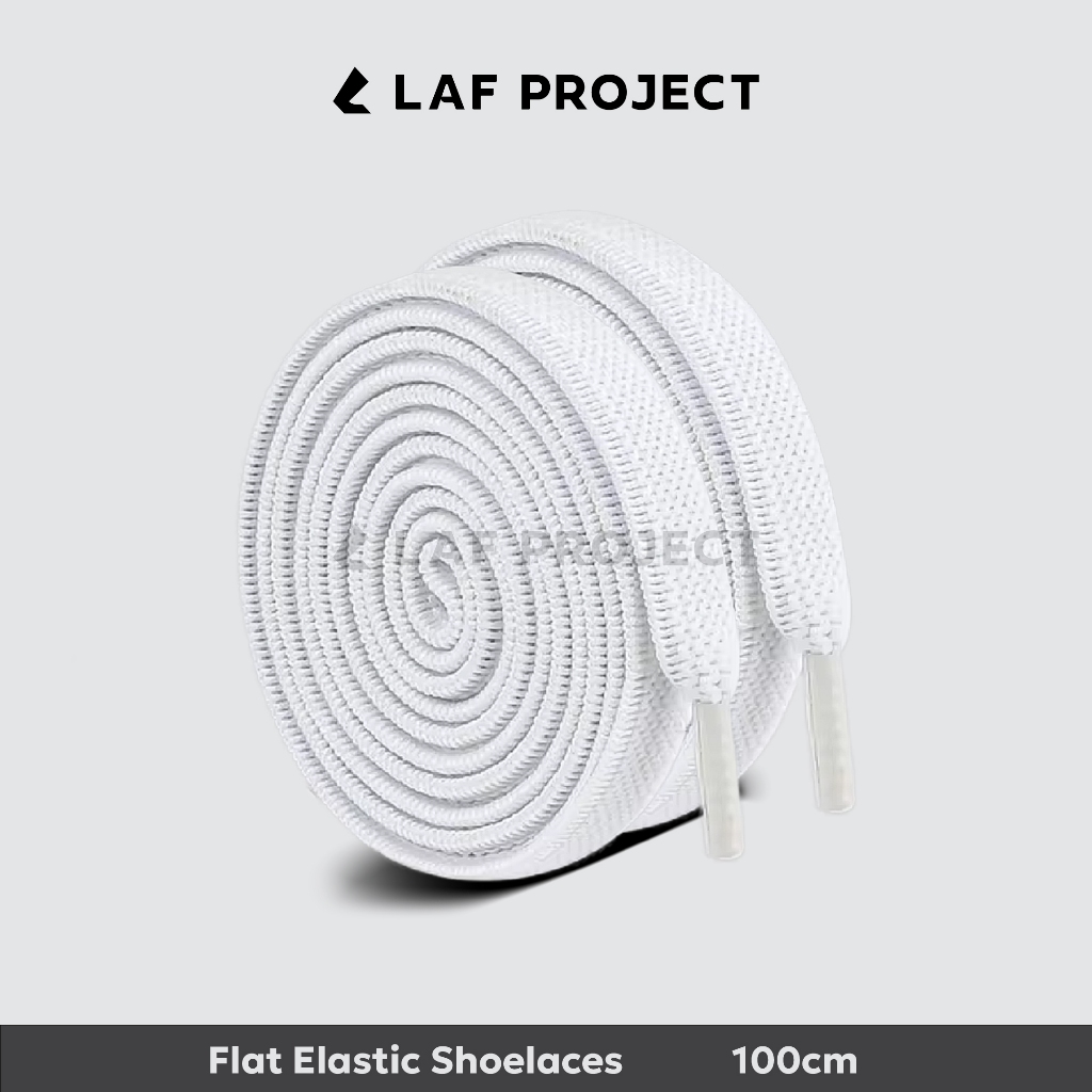 Tali Sepatu Elastis Gepeng Karet Lentur Shoelaces Premium 100cm Putih LAF Project