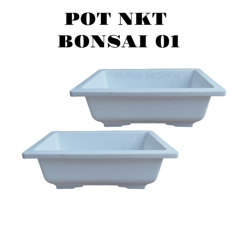 Pot NKT Bonsai 01 Putih Pot Kotak Bonsai Pot Tanaman Bonsai Pot Bonsai Kecil Pot NKT