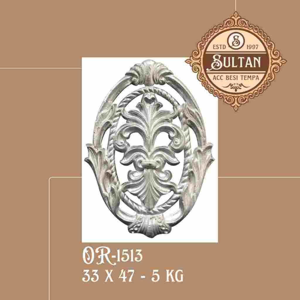 Sultan Besi Tempa / OR-1513 / Ornamen Daun Besi Tempa / Ornamen Pagar Besi Klasik / Aksesoris Besi T