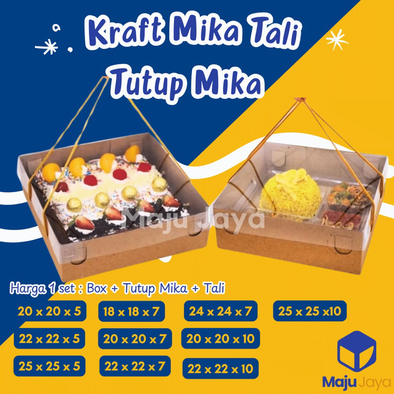 Maju Jaya - Box Mika Kraft Tali Tutup Mika / Dus Kotak Kraft Jinjing / Box Hampers Mika Tali / Box N