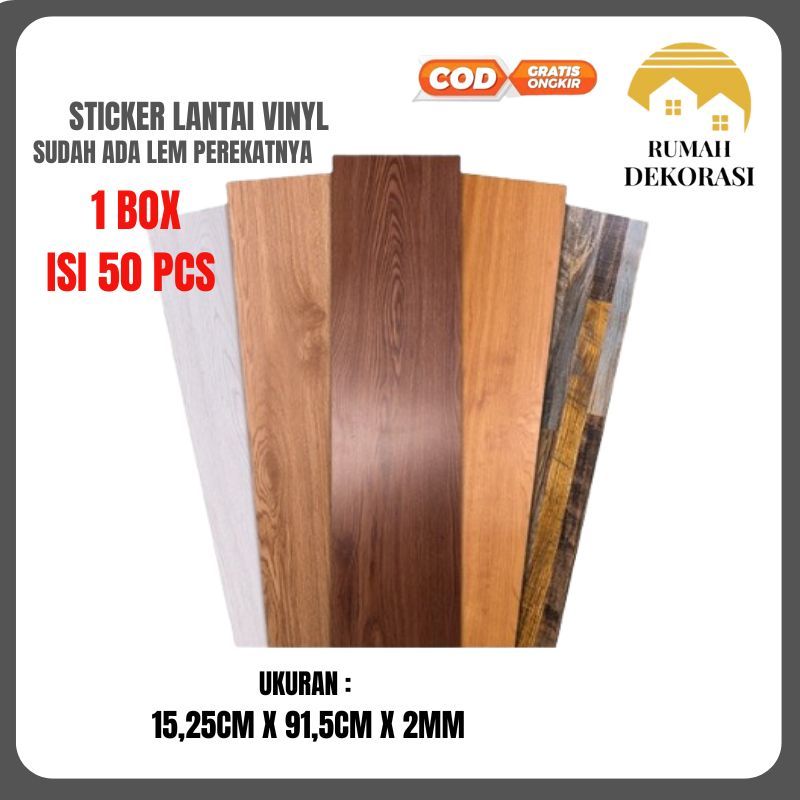 [PAKET PERBOX ISI 50 LEMBAR] LANTAI VINYL STIKER MOTIF KAYU DEKORASI KAMAR/RUMAH ESTETIK