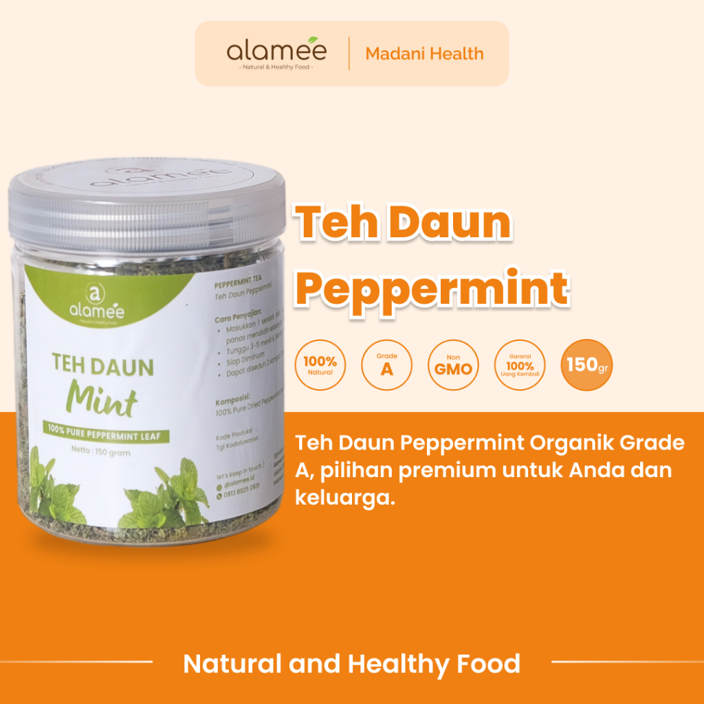 

ALAMEE Peppermint Tea Teh Daun Mint Organik Pappermint Papermint Kering Dried 150gr