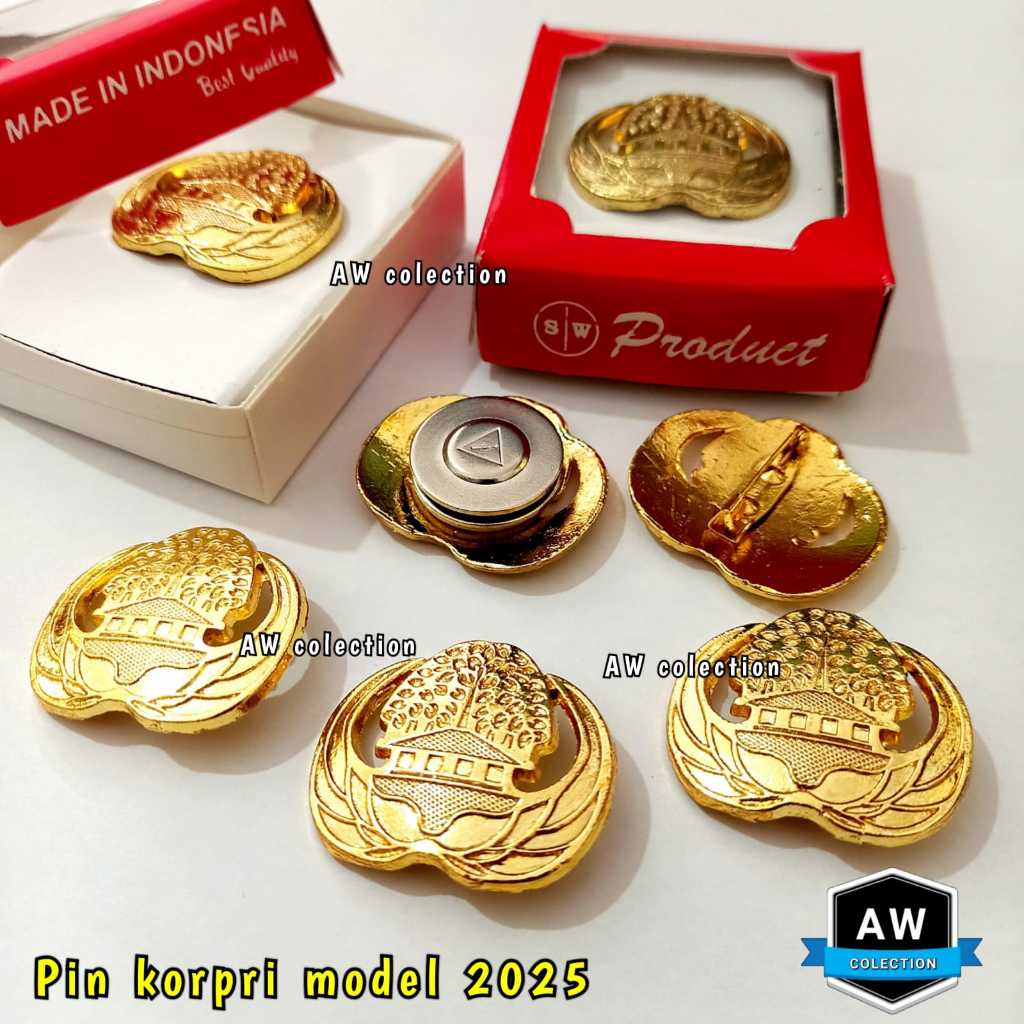 Pin korpri 2025 terbaru / magnet / peniti / pin korpri ASN / PNS warna emas menyala