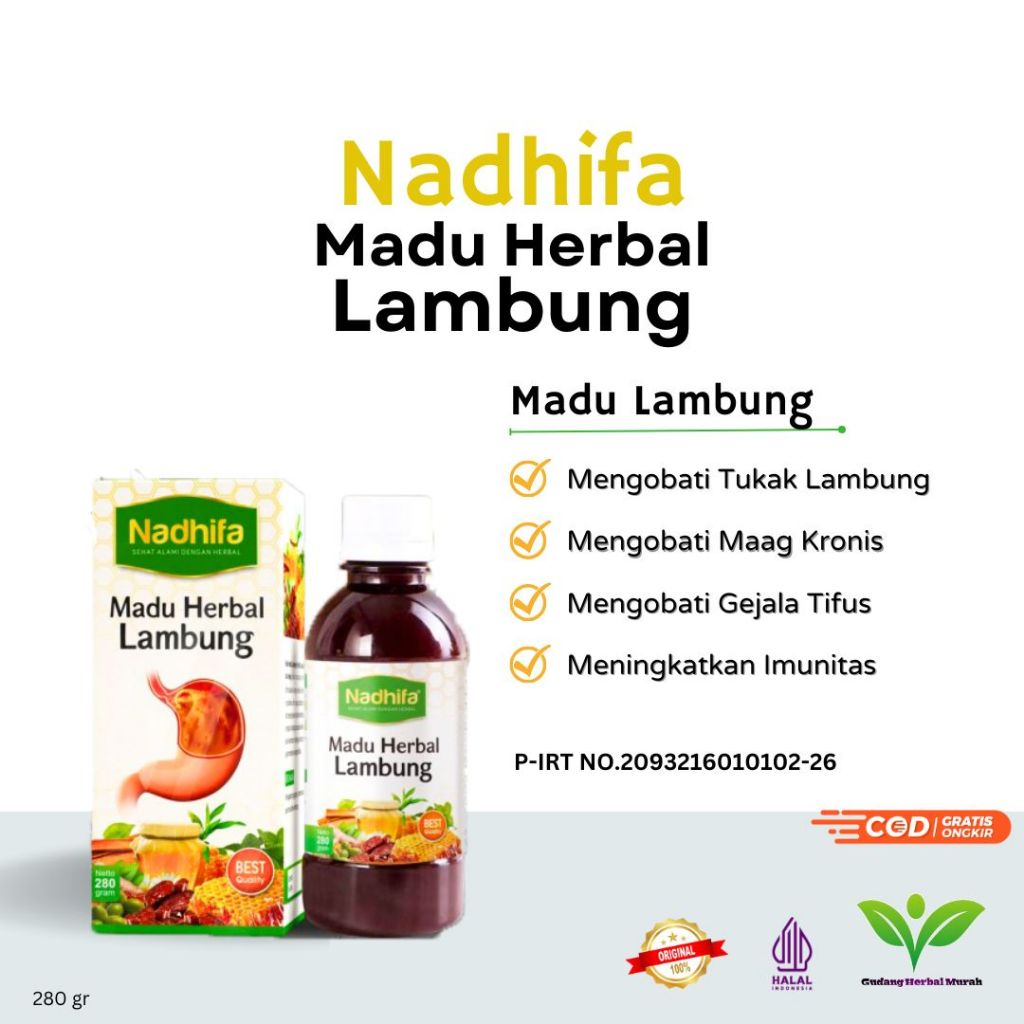 Madu Sehat Lambung - Madu Herbal Lambung Nadhifa 280Gram Original