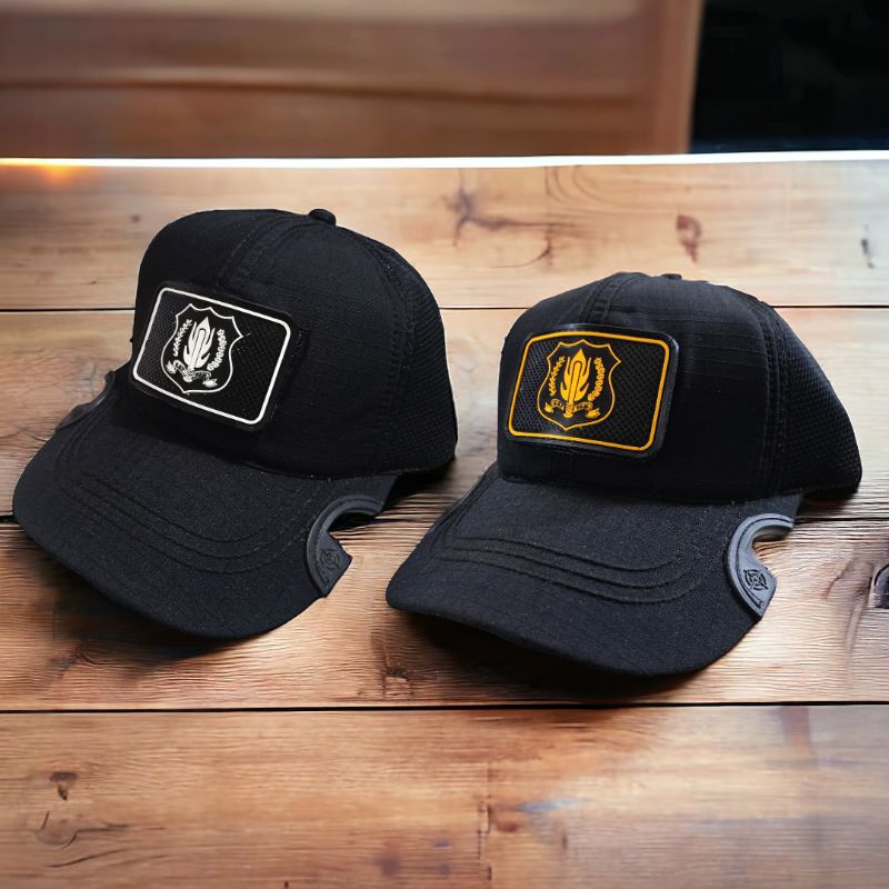 Topi tactical hitam satpam - topi coak logo satpam