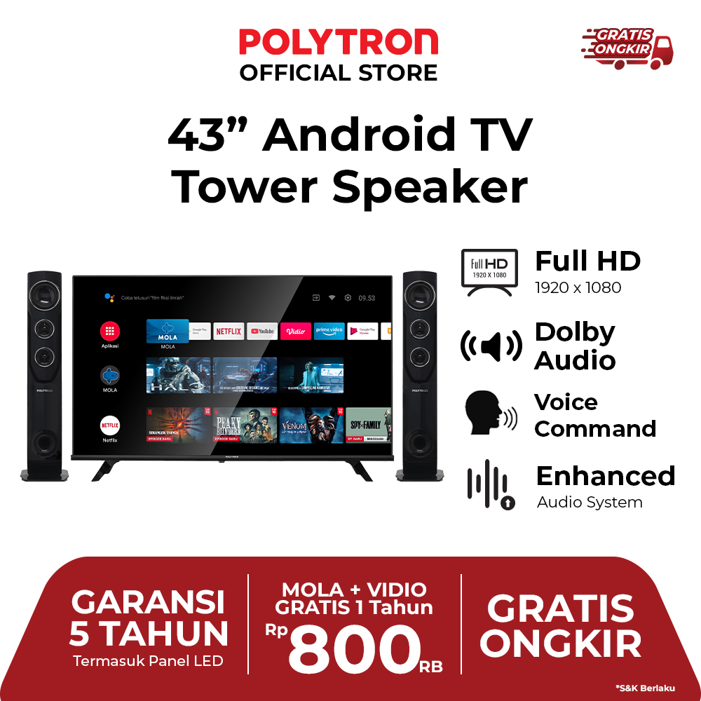 POLYTRON Smart Cinemax Android TV 43 inch PLD 43TA5055