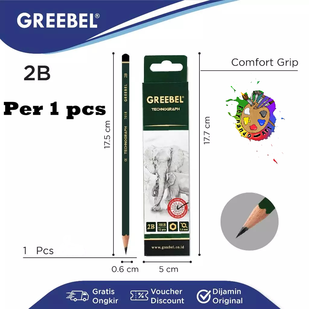 

BN - GREEBEL Pensil Pencil Kayu 2B (7018) / Pensil Tulis Ujian Sekolah Pensil Gambar Per1pcs