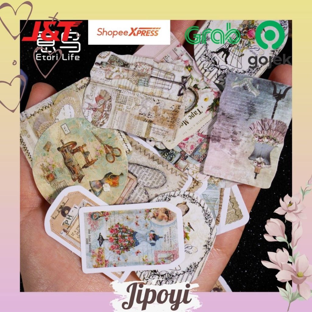 

46pcs Stiker Sticker Label Tailor Shop Vintage Bujo Journal Scrapbook Planner Aesthetic Lucu