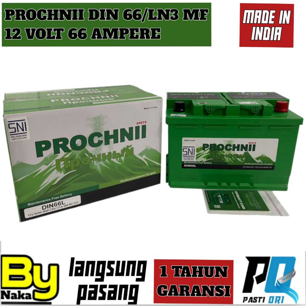 Aki Mobil  Innova Reborn Diesel/Fortuner diesel/Hilux PROCHNII LN3 MF 66 AH garansi 1 tahun