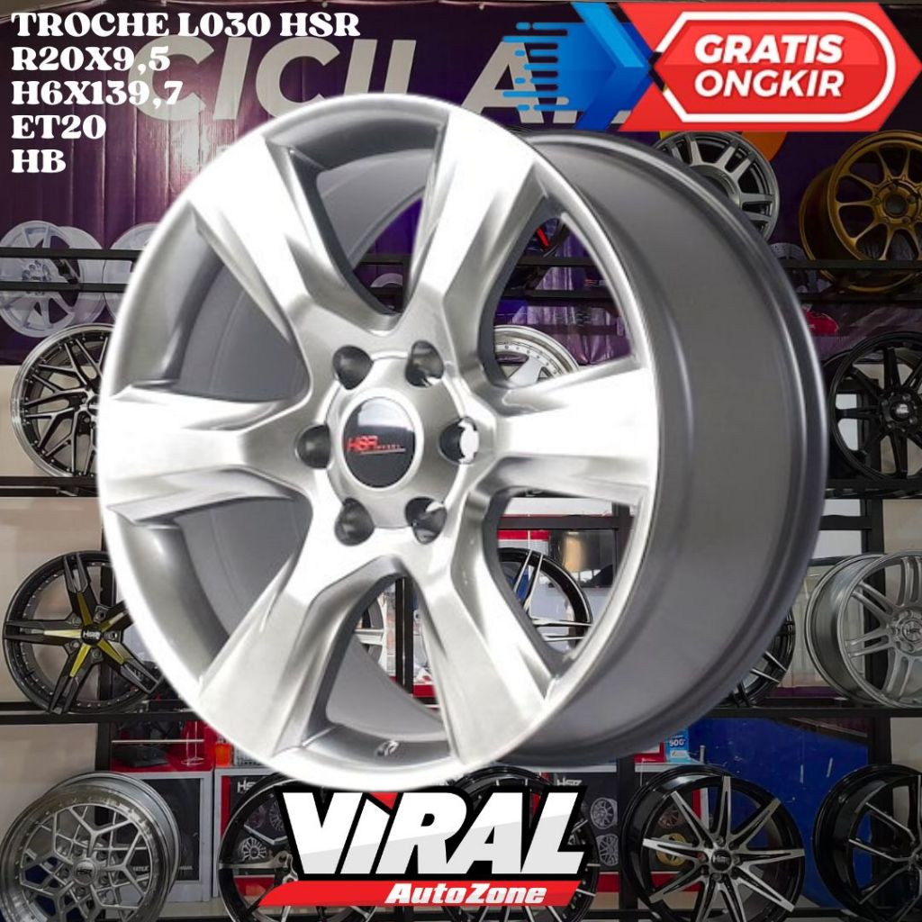 Velg Mobil Ring 20 HSR TROCHE R20 LEBAR 9,5 LOBANG 6 PCD 139,7 ET20 HYPER BLACK