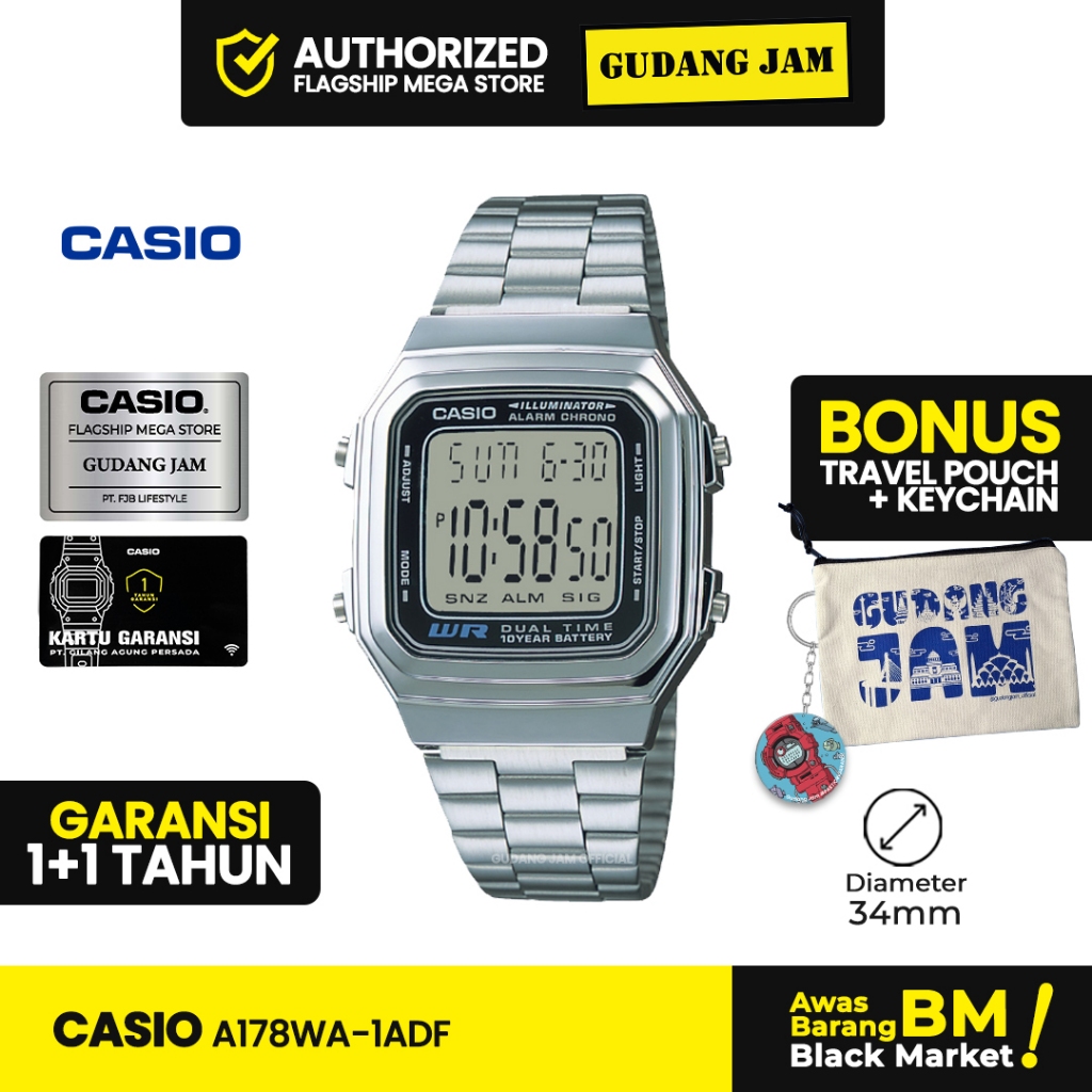 Jam Tangan Casio A178WA-1ADF A178WA-1A A178WA A 178WA