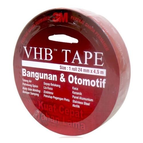 

Double Tape Perekat 3M VHB 12mm x 4.5m / 24mm x 4.5m Merah Original